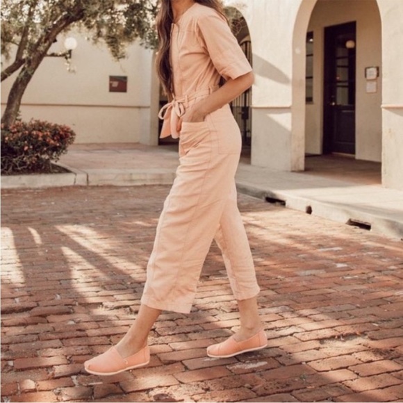 Madewell Top-Stitched Coverall Jumpsuit Bashful Blush Sz 2 - Picture 16 of 16